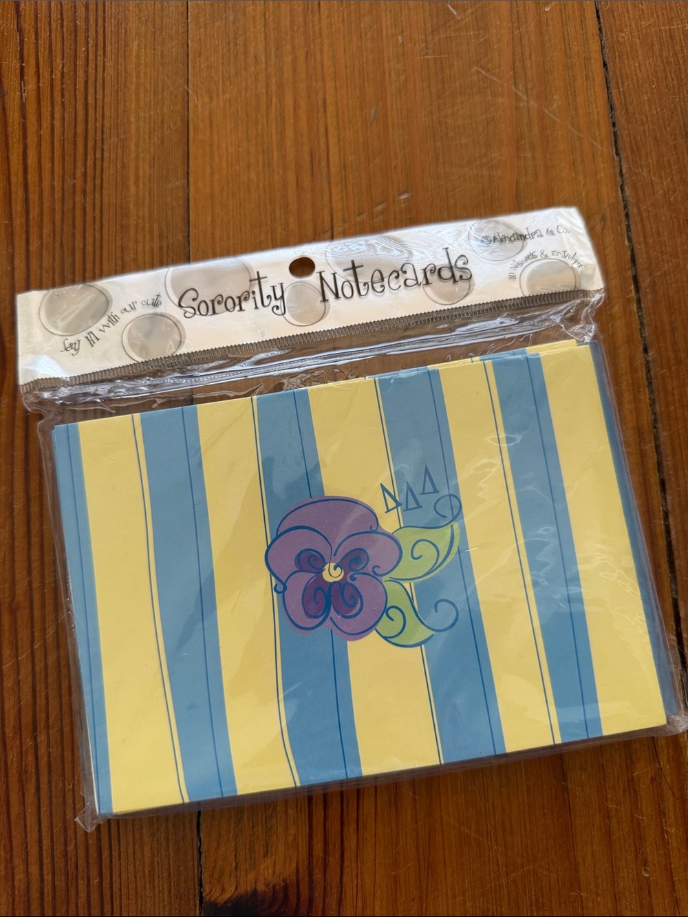 Tri Delta Yellow & Blue Striped Floral Design notecards - set of 10